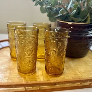 Indiana Glass Amber Tiara Glass Set of 4